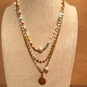 Lucky Brand Gold Tone 3 Tiered Necklace--NWT!